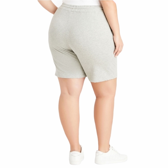 Ashley Stewart Cotton High Waist Gray Athleisure Shorts - Picture 2 of 4